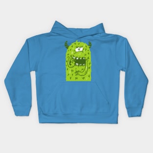 green monster one eye Kids Hoodie